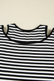 Black Stripe Double-layer Cold Shoulder Long Sleeve Top