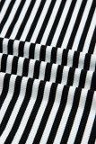 Black Stripe Double-layer Cold Shoulder Long Sleeve Top