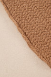 Camel Contrast Trim Boxy Fit Knit Short Sleeve Sweater Top