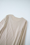 Parchment  Asymmetric Seam Detail Solid Color Long Sleeve Top