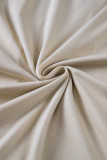 Parchment  Asymmetric Seam Detail Solid Color Long Sleeve Top