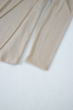 Parchment  Asymmetric Seam Detail Solid Color Long Sleeve Top