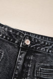 Black Chic Patch Pocket Straight Leg Loose Jeans