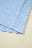 Beau Blue Solid Color Batwing Long Sleeve Top