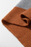 Brown Plus Size Checkered Crewneck Sweater