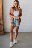Redwood Burl Mix Pattern Hollowed Knit Open Front Cardigan