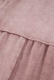 Straw Yellow Mineral Wash Tiered Wide Leg Patchwork Drawstring Pants
