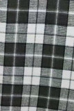 Black Plaid Print Textured Knit Buttoned Shacket