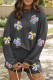 Carbon Grey Colorful Sequin Bow Patched Long Sleeve Top and Shorts Twisted Rib 2pcs Outfit