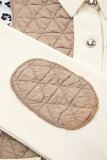 Khaki Leopard Waffle Quilted Patchwork Button Front Jacket