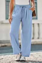 Myosotis Drawstring Elastic Waistband Pleated Loose Pants