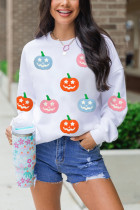 White Cute Halloween Jack-o-lantern Holiday Sweatshirt