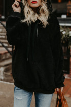 Black Warm Furry Pullover Hoodie