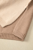 Pale Chestnut Color Block Turtle Neck Drop Shoulder Knit Sweater