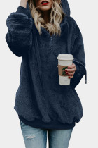 Navy Warm Furry Pullover Hoodie