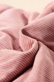 Apricot Pink Corduroy Stand Neck Zipped Puffer Vest