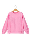 Bonbon Lace Insert Bow Embroidered Exposed Seam Sweatshirt