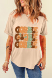 Khaki GOBBLE Turkey Print Thanksgiving Fashion Tee
