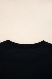 Black Varsity Striped Detail Drop Shoulder Oversized Sweatshirt