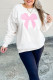 Beige Big Bow Accent Plus Size Drop Shoulder Sweatshirt