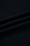 Black Varsity Striped Detail Drop Shoulder Oversized Sweatshirt