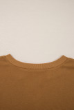 Multicolor Oversized Mixed Textured Split Neck High Low Patchwork Sweatshirt