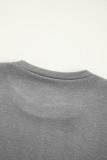 Light Grey Solid Exposed Seam Crew Neck Long Sleeve Top