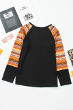 Orange SPOOKY SEASON Sequin Patched Halloween Graphic Contrast Long Sleeve Top