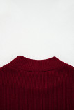 Red Dahlia Metal Ribbed Knit Long Sleeve Slim Fit Top