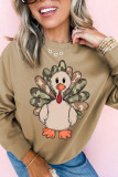 Khaki Camouflage Turkey Print Halloween Fashion Graphic Sweatshirt