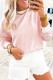 Pink Stripe Contrast Edge Patchwork Long Sleeve Top