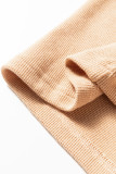 Buckskin Color Block Thermal Textured Knit Drop Shoulder Henley Top