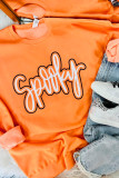 Grapefruit Orange Spooky Graphic Halloween Crew Neck Holiday Sweatshirt