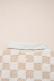 Khaki Checker Sherpa Corduroy Patchwork Zip up Collared Jacket