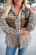 Casual Contrast Corduroy Flap Pocket Patchwork Plaid Shacket