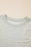 Light Grey Plus Size Thread Embroidered Drop Shoulder Round Neck Sweatshirt