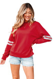 Fiery Red Varsity Striped Detail Drop Shoulder Oversized Sweatshirt