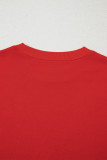 Fiery Red Varsity Striped Detail Drop Shoulder Oversized Sweatshirt