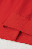 Fiery Red Varsity Striped Detail Drop Shoulder Oversized Sweatshirt