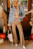 Beau Blue Street Style Zip Up Washed Denim Jacket