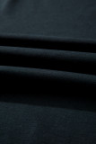 Black Studded Decor Ribbed Edge Mineral Wash Plus Size Jumper