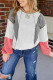 White Contrast Block Mixed Textured Knit Patchwork Casual Top