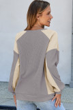 Medium Grey Color Block Waffle High Low Raglan Sleeve Sweatshirt