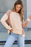 Smoke Gray Color Block Waffle High Low Raglan Sleeve Sweatshirt
