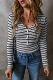 Medium Grey Slim Fit Buttoned V Neck Long Sleeve T Shirt