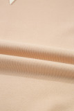 Light French Beige Color Block Textured Patchwork Pullover Sweatshirt