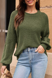 Vineyard Green Chunky Knit Raglan Sleeve Pullover Sweater