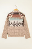 Light French Beige Aztec Quilted Patchwork Western Fashion Jacket