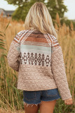 Light French Beige Aztec Quilted Patchwork Western Fashion Jacket