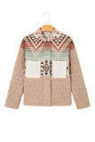 Light French Beige Aztec Quilted Patchwork Western Fashion Jacket